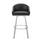 Armen Living Noran Swivel Bar Stool in Brushed Stainless Steel with Black Faux Leather 840254335707 - alternate 2